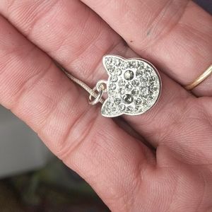 Small Cat Head with Crystals on 16 Inch Chain